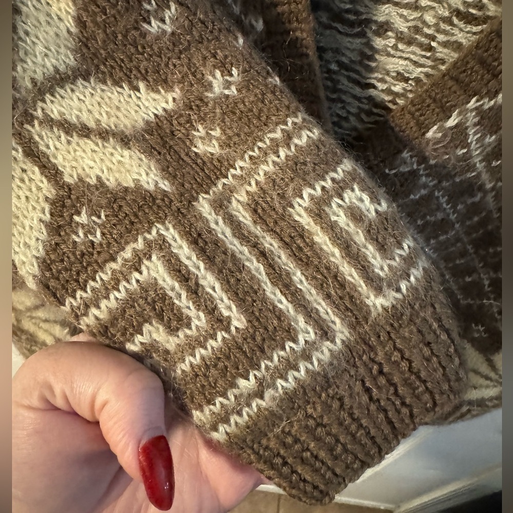 Vintage Handknit Fair Isle Cardigan Abalone Button Up Sweater Grandpa Grannycore - Picture 2 of 12